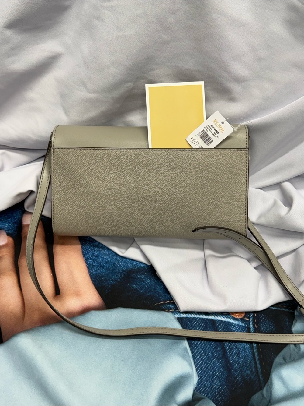 (new+tag) Michael Kors Montgomery leather large crossbody clutch grey crossbody - Picture 7 of 12